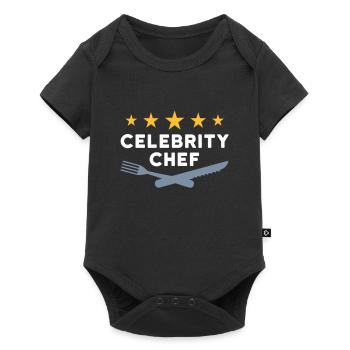 Chef célèbre (cinq étoiles, fourchette, couteau) - Body à manches courtes Premium Bébé - noir - Devant