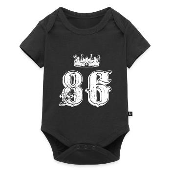 86 Zahl Krone - Baby Premium Kurzarmbody - Schwarz - Vorne