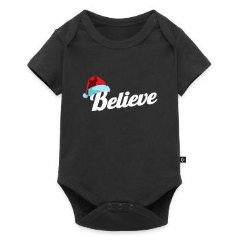 Chapeau de Père Noël Croyez au cadeau de fête de Noël - Body à manches courtes Premium Bébé - noir - Devant