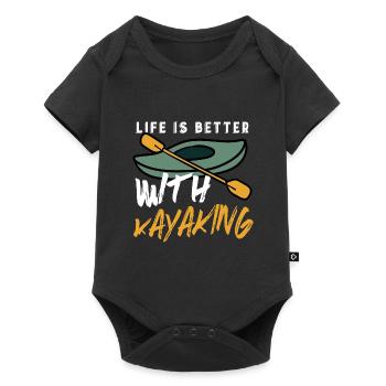 Life With Kayaking Ironic Kayak Quote Outdoor - Baby Premium short-sleeve bodysuit - black - Front