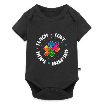 Sensibilisation à l’autisme Teacher Shirt Teach Hope Love - Body à manches courtes Premium Bébé - noir - Devant