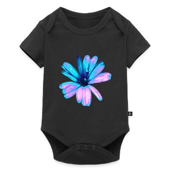 Fleur turquoise et rose - Body à manches courtes Premium Bébé - noir - Devant