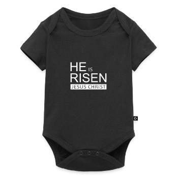 Jesus Christus, Christ, he is risen, Bibel, Glaube - Baby Premium Kurzarmbody - Schwarz - Vorne