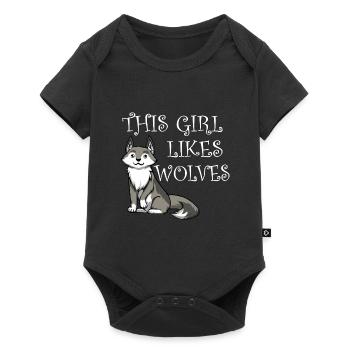 Girl Likes Wolves Funny Saying Wolf Wildlife - Baby Premium short-sleeve bodysuit - black - Front
