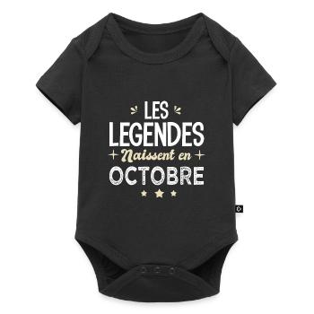légendes naissent en octobre anniversaire - Body à manches courtes Premium Bébé - noir - Devant