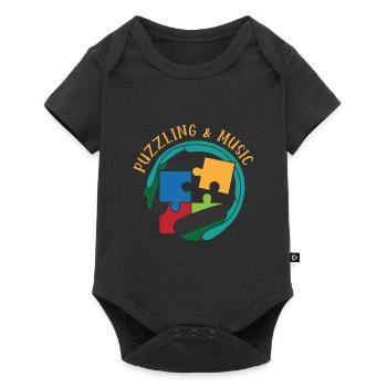 Puzzling and Music Notes Hobby Musician Jigsaw - Baby Premium short-sleeve bodysuit - black - Front