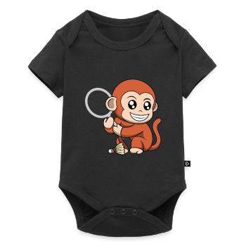 Raquette de badminton Cute Monkey Hobby Sports - Body à manches courtes Premium Bébé - noir - Devant