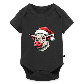 Pig Christmas Animal Head Sow - Baby Premium short-sleeve bodysuit - black - Front