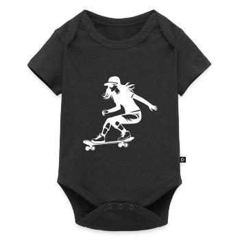 Skateboarding Woman Silhouette Skateboard - Baby Premium short-sleeve bodysuit - black - Front