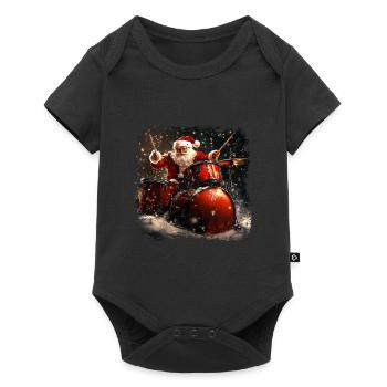 Santa Claus Drummer - Baby Premium short-sleeve bodysuit - black - Front