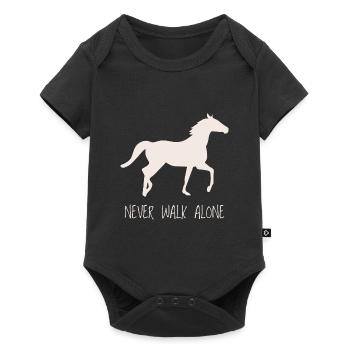 Fille de cheval sur un cheval cadeau pour les filles - Body à manches courtes Premium Bébé - noir - Devant