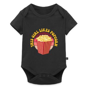 Girl Likes Popcorn Eating Healthy Corn - Baby Premium short-sleeve bodysuit - black - Front