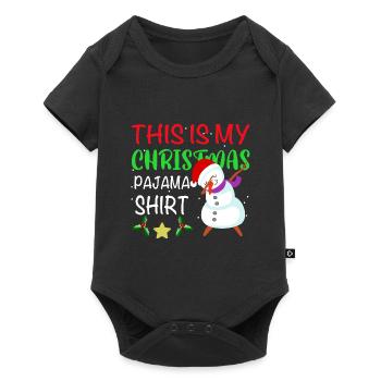 Merry Christmas Snowman Dabbing - Baby Premium short-sleeve bodysuit - black - Front