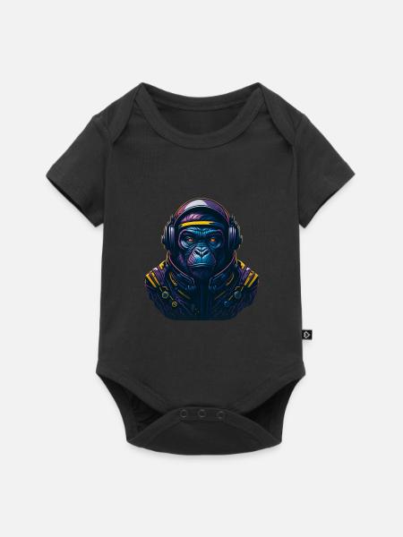 Gorilla Astronaut Affe - Baby Premium Kurzarmbody - Schwarz