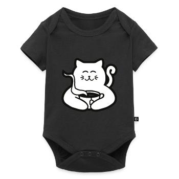Chat au thé earl grey - Body à manches courtes Premium Bébé - noir - Devant