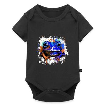 Frosch Bunt - Baby Premium Kurzarmbody - Schwarz - Vorne