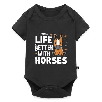 Horse Horse Riding Horse Riding Jumping - Baby Premium short-sleeve bodysuit - black - Front