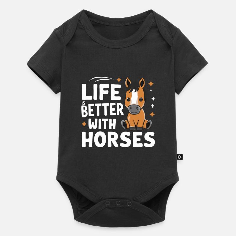 Cheval Équitation Équitation Saut d’obstacles - Body à manches courtes Premium Bébé - noir