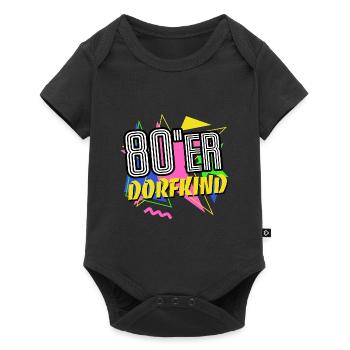 80er Dorfkind - 80er Jahre - bunt + verrückt - Baby Premium Kurzarmbody - Schwarz - Vorne