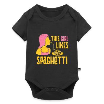 Girl Likes Pâtes Spaghetti Nouilles Cuisine - Body à manches courtes Premium Bébé - noir - Devant