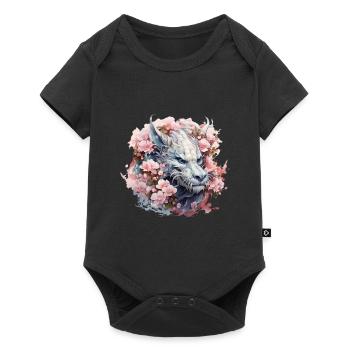 Année chinoise du Dragon Dragon en fleurs de cerisier - Body à manches courtes Premium Bébé - noir - Devant