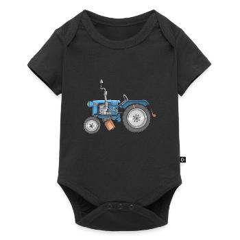 cooler Traktor - Landwirtschaft - Cartoon - Baby Premium Kurzarmbody - Schwarz - Vorne