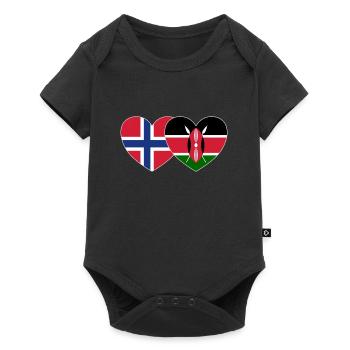 Norway Kenya Flag Heart - Baby Premium short-sleeve bodysuit - black - Front