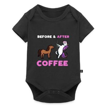 Before Coffee After Coffee - Baby Premium Kurzarmbody - Schwarz - Vorne
