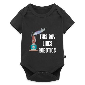 Junge mag Robotik, Maschinenbau - Baby Premium Kurzarmbody - Schwarz - Vorne