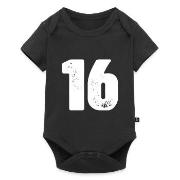 16 Maillot numéro - Body à manches courtes Premium Bébé - noir - Devant