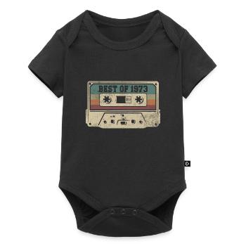 Vintage 1973 Cadeau Anniversaire Rétro Cassette - Body à manches courtes Premium Bébé - noir - Devant