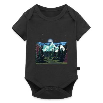 Forest, Trees, Mountains, Gift, Full Moon, Nature - Baby Premium short-sleeve bodysuit - black - Front
