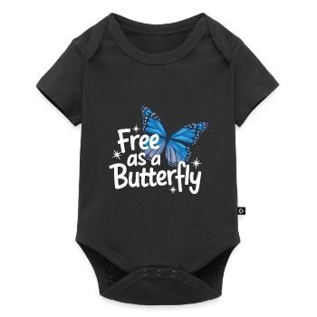 Schmetterling Monarchfalter Bunt Schmetterlinge - Baby Premium Kurzarmbody - Schwarz - Vorne