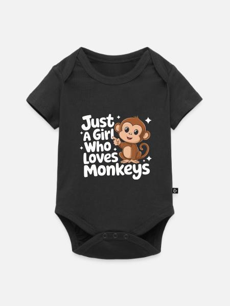Affe Affen Tier Gorilla Schimpanse - Baby Premium Kurzarmbody - Schwarz