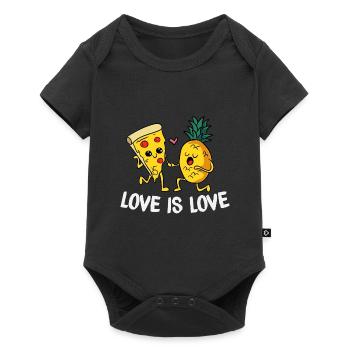 Love Is Love Cute Pineapple Pizza LGBTQ Pride - Baby Premium Kurzarmbody - Schwarz - Vorne