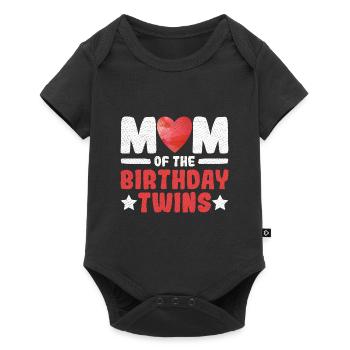 Mom of the Birthday Twins Zitat für eine Mutter - Baby Premium Kurzarmbody - Schwarz - Vorne