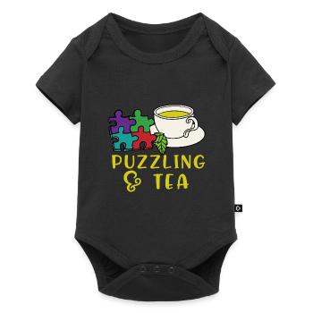 Puzzle und Tee-Puzzle Hobby - Baby Premium Kurzarmbody - Schwarz - Vorne