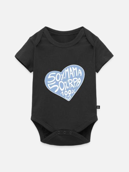 100% Liebe / Junge / Geburt / Mama / Papa / Baby - Baby Premium Kurzarmbody - Schwarz