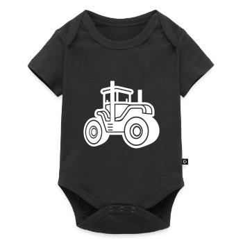 Traktor Bauer Farmer Symbol - Baby Premium Kurzarmbody - Schwarz - Vorne