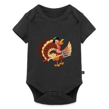 Animal Lover Autumn Gift Funny Turkey - Baby Premium short-sleeve bodysuit - black - Front