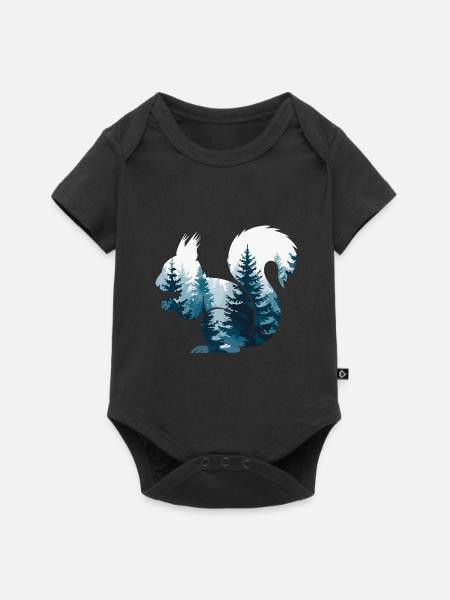 Eichhörnchen Wald Natur - Baby Premium Kurzarmbody - Schwarz