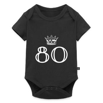 80 Zahl Krone - Baby Premium Kurzarmbody - Schwarz - Vorne
