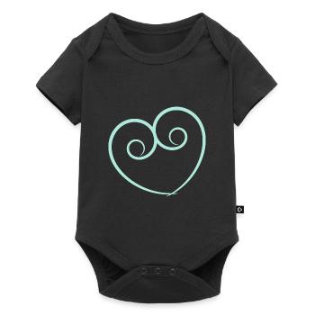 HERZ. HERZ. HEILIGER VALENTIN. LIEBE. LIEBE. HERZ - Baby Premium Kurzarmbody - Schwarz - Vorne