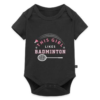 Une fille aime le badminton, les loisirs et les - Body à manches courtes Premium Bébé - noir - Devant