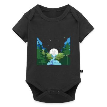 Full Moon Forest Trees River Gift Nature - Baby Premium short-sleeve bodysuit - black - Front
