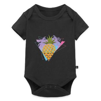 Tropical Fruit Gift 90's Vaporwave Pineapple - Baby Premium short-sleeve bodysuit - black - Front