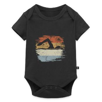 Natation, Crawl, Piscine, Rétro, Vintage - Body à manches courtes Premium Bébé - noir - Devant