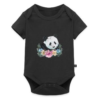 Panda ours vintage panda cadeau panda - Body à manches courtes Premium Bébé - noir - Devant