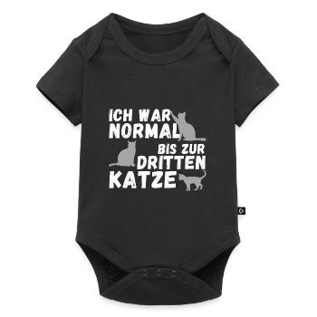 Ich war normal bis zur dritten Katzen | Geschenk - Baby Premium Kurzarmbody - Schwarz - Vorne