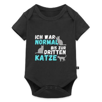 Ich war normal bis zur dritten Katze | Geschenk - Baby Premium Kurzarmbody - Schwarz - Vorne